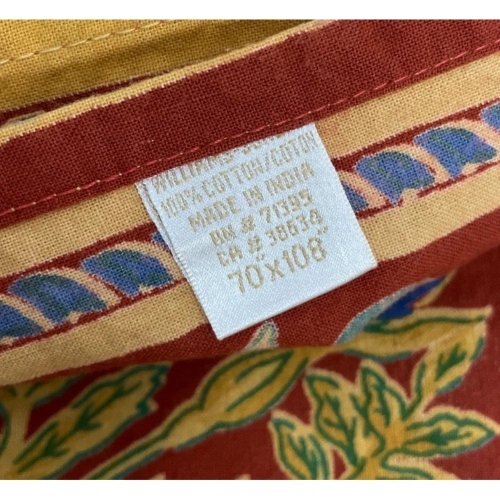 Williams Sonoma French Country Tablecloth Orange Bees Floral Provence 70x108